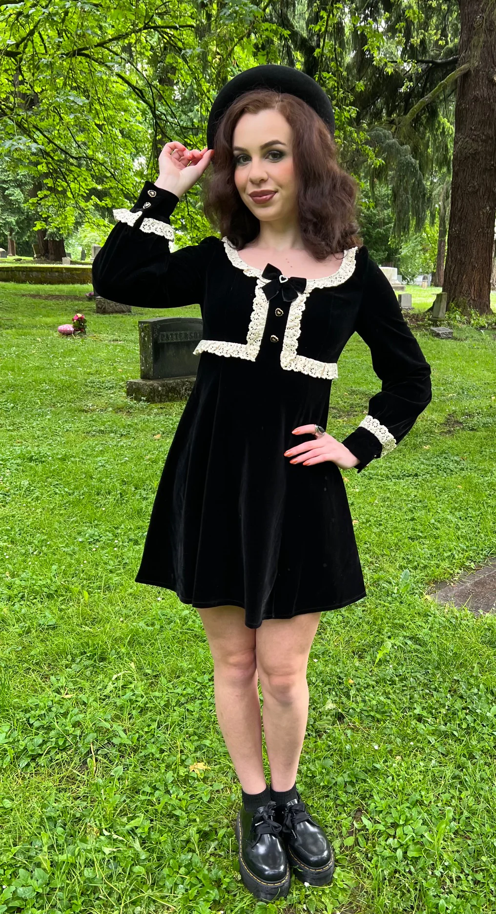 Sabrina - Luscious 60s style Velvet mini dress - READY TO SHIP - Image 3