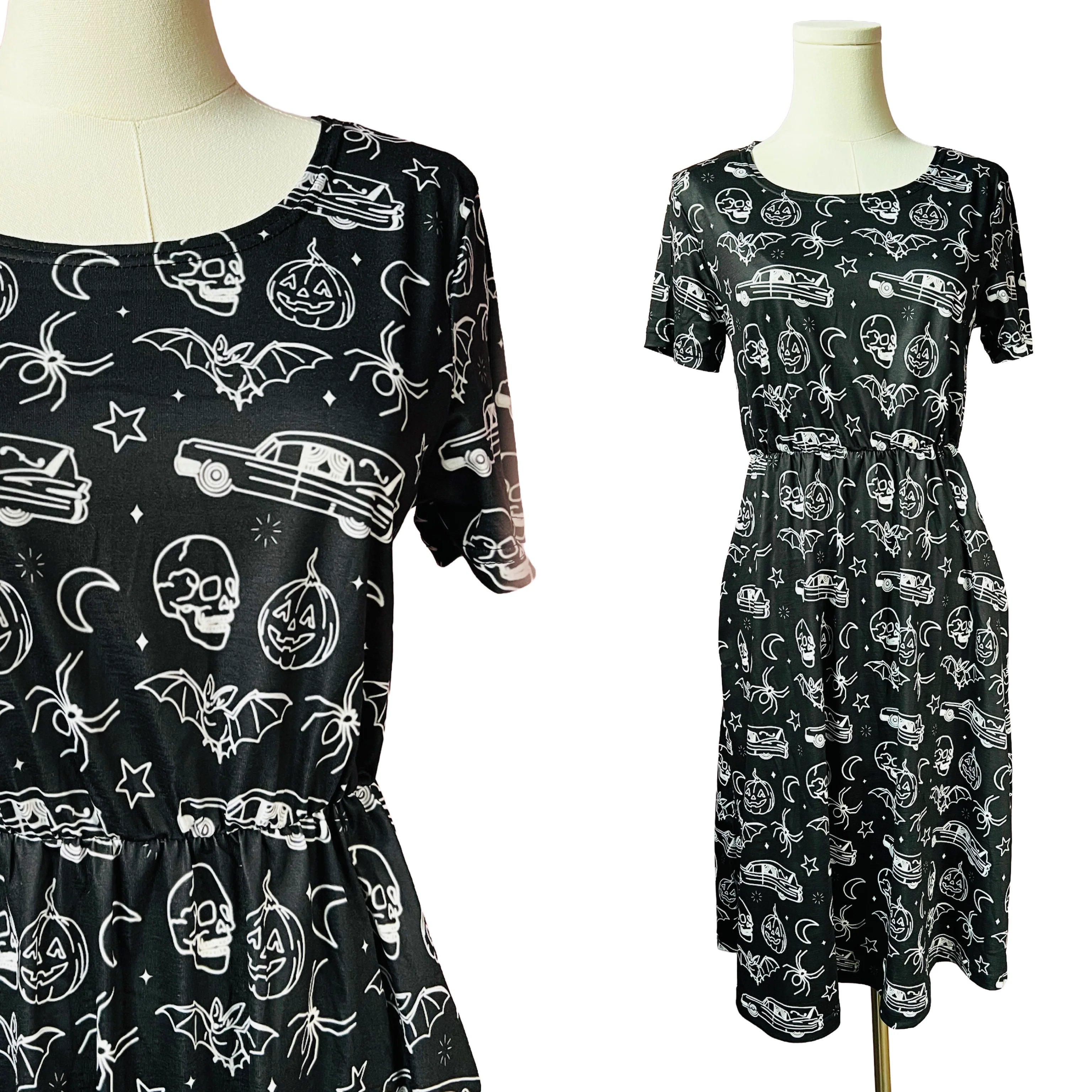 T-shirt Dress - Hearse and Halloween