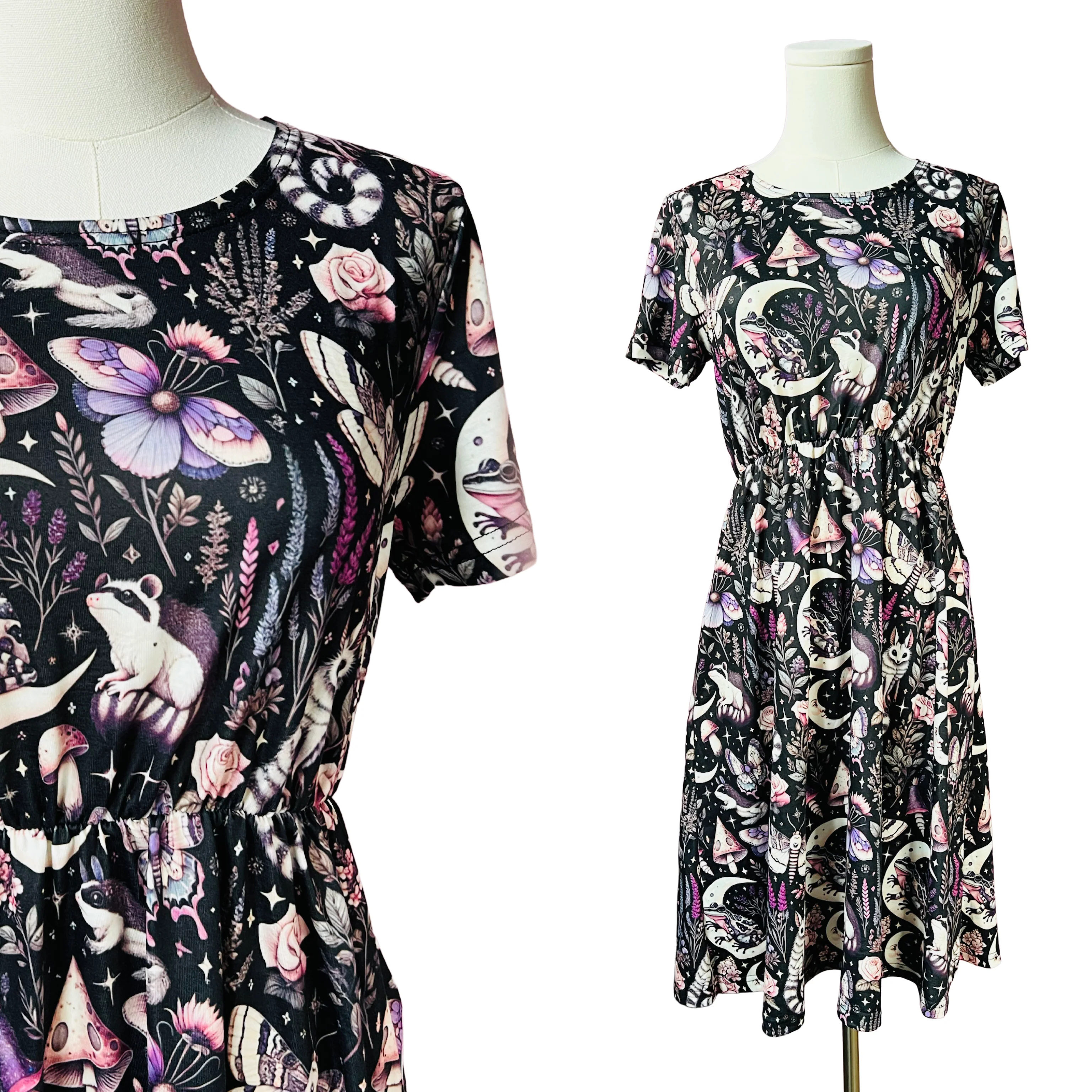 T-shirt Dress - Nightime Creatures