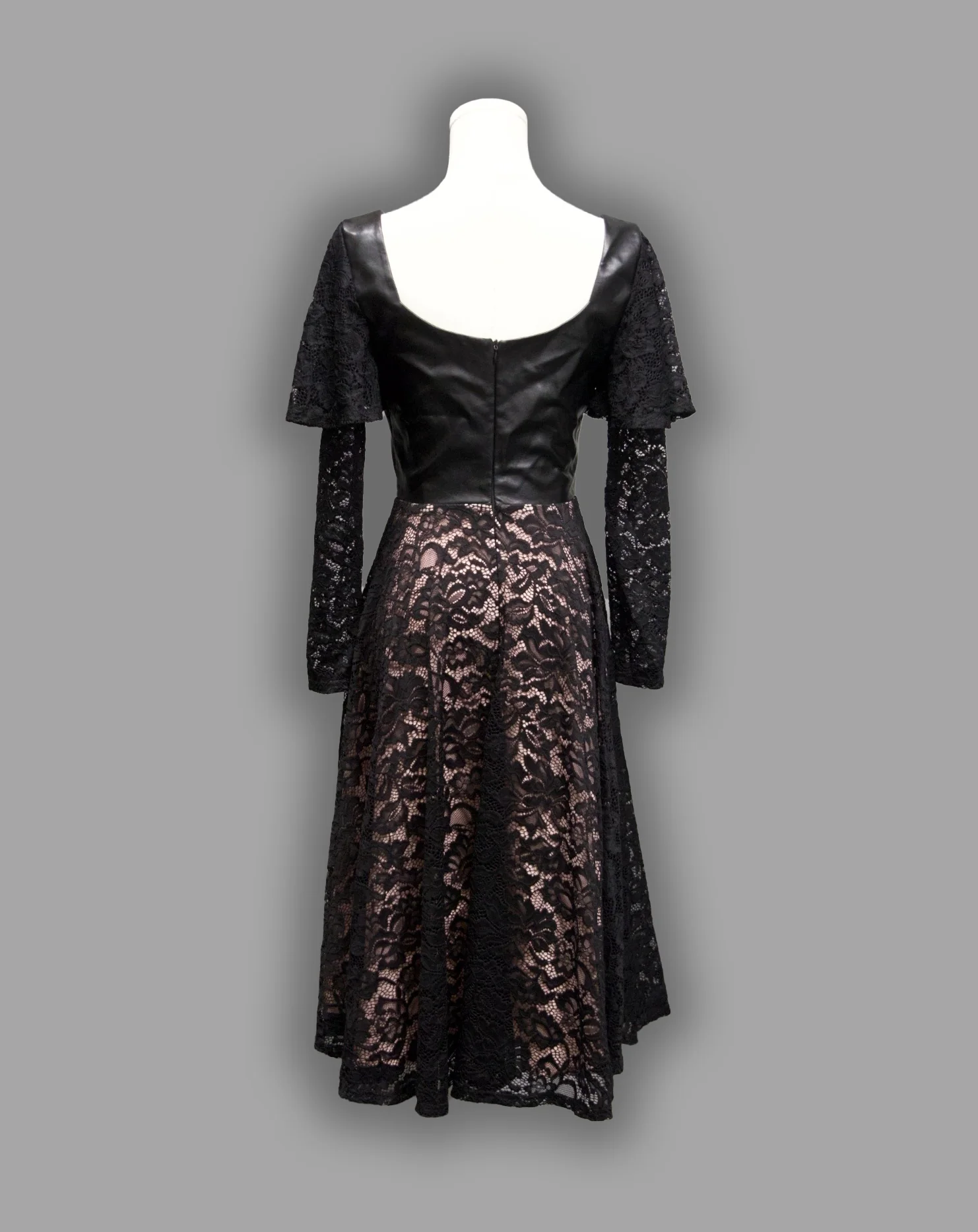 Tempest - Illusion Lace Dress with Vegan Leather Faux Corset - Image 8