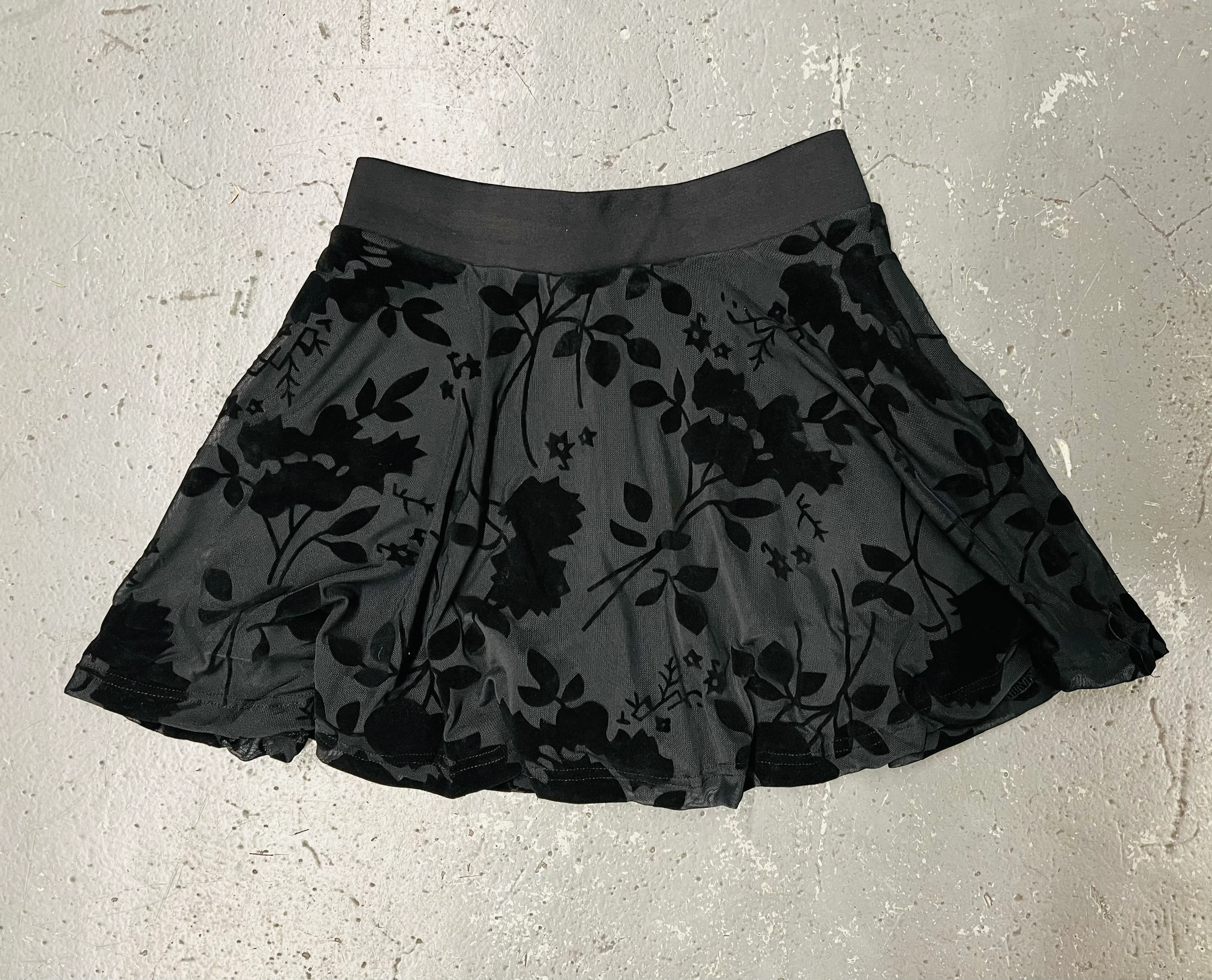 The Morbid Mini Skort - Gothic Floral - Velvet Flocked Skirt with Built In Shorts - Ready to Ship - Image 2
