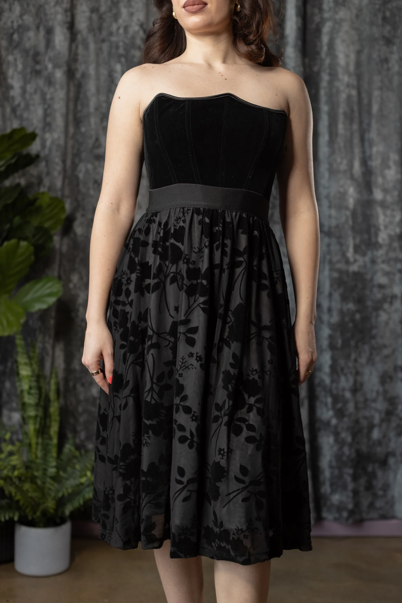 The MYSTERIA Skirt  - Velvet flocked GOTHIC FLORAL Full SKIRT - READY TO SHIP