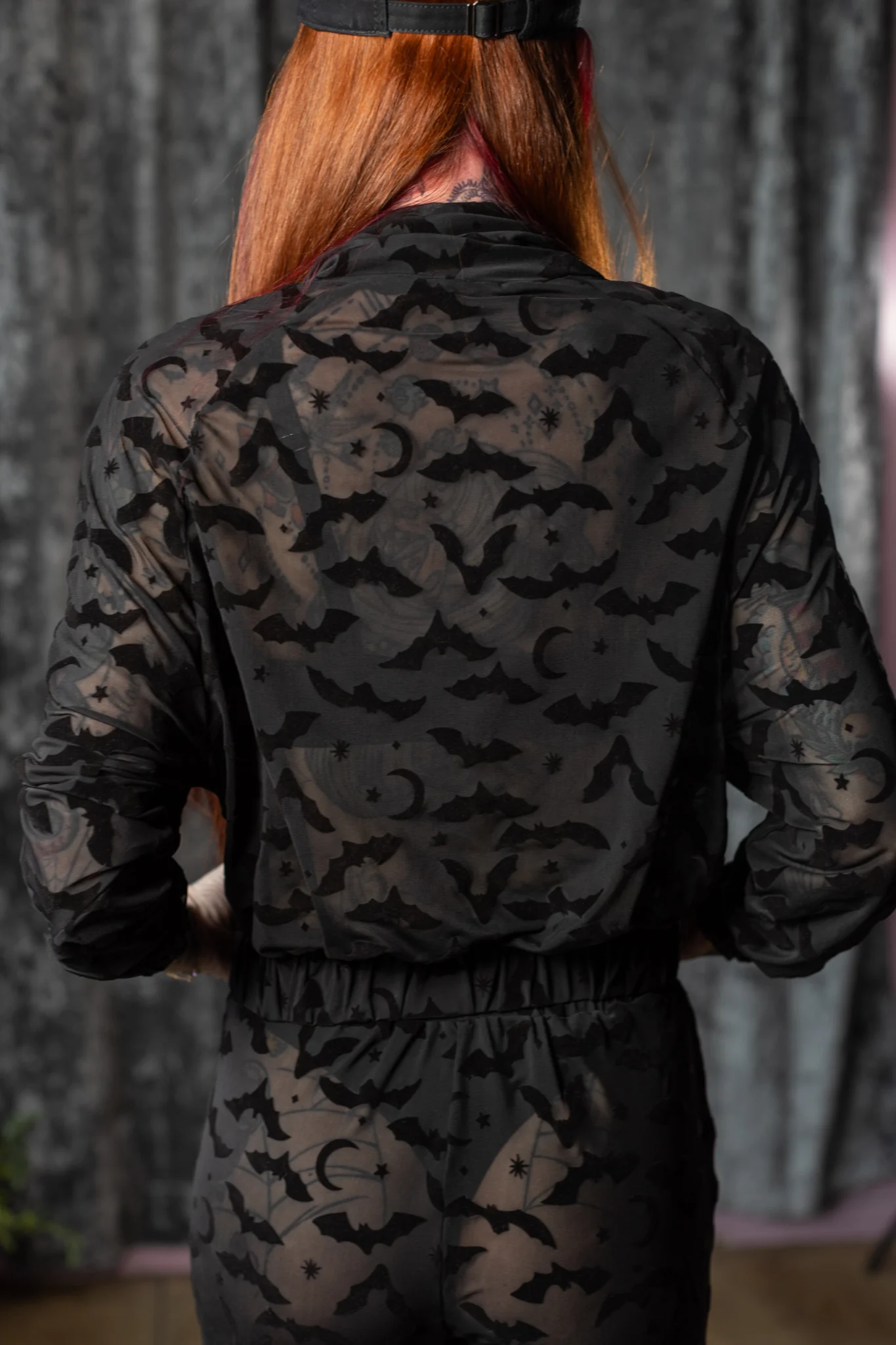 The SINFUL Track Suit Set - BATS - Sheer Velvet Flocked Bat Track Jacket & Jogger Set - PRE-ORDER - Image 5
