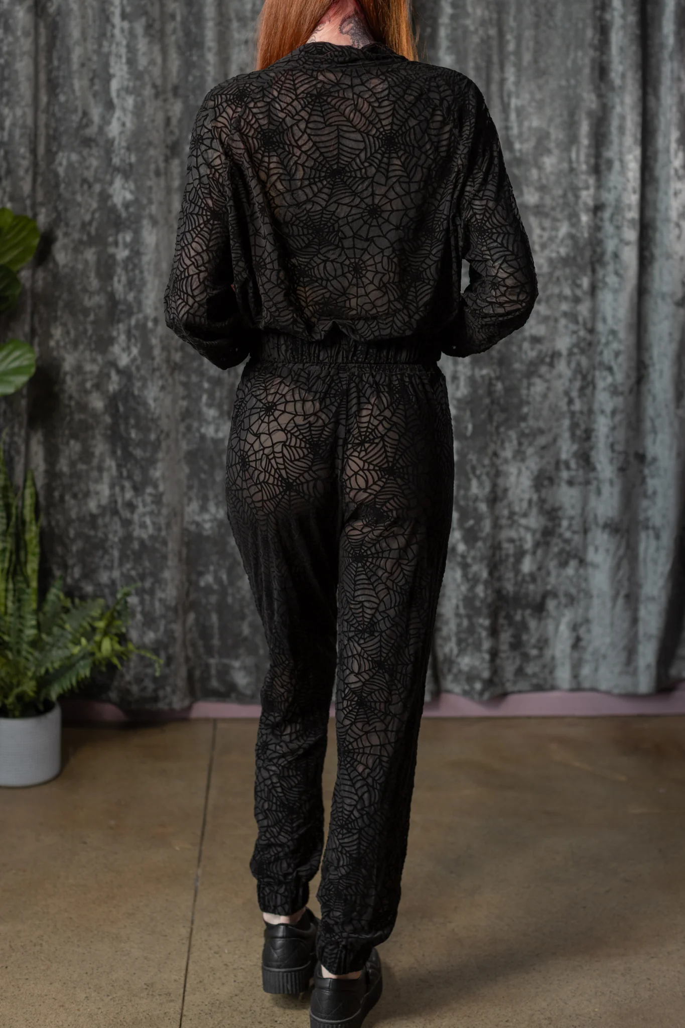 The SINFUL Track Suit Set - WEBS - Sheer Velvet Flocked Web Track Jacket & Jogger Set - PRE-ORDER - Image 4