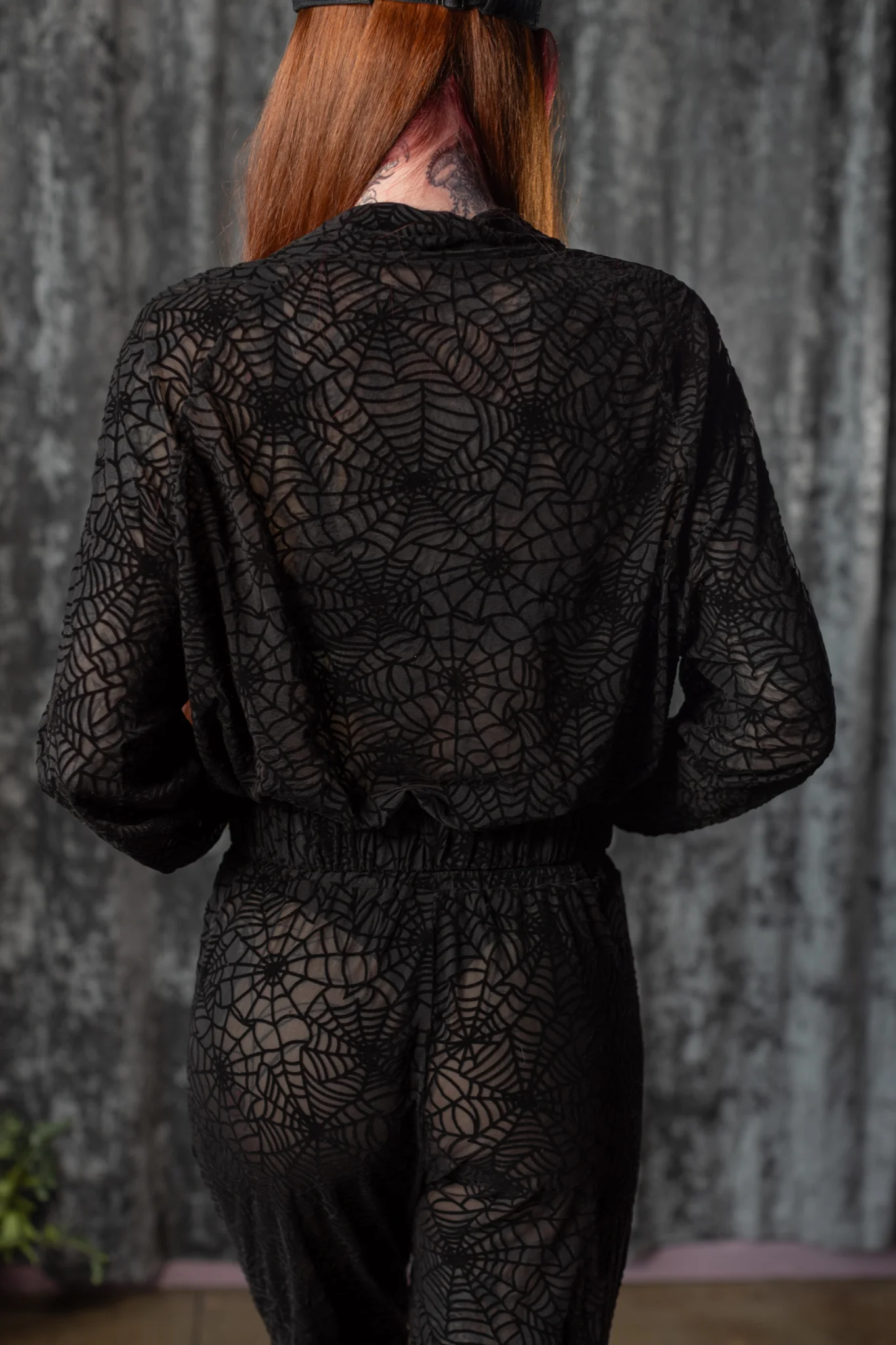 The SINFUL Track Suit Set - WEBS - Sheer Velvet Flocked Web Track Jacket & Jogger Set - PRE-ORDER - Image 5