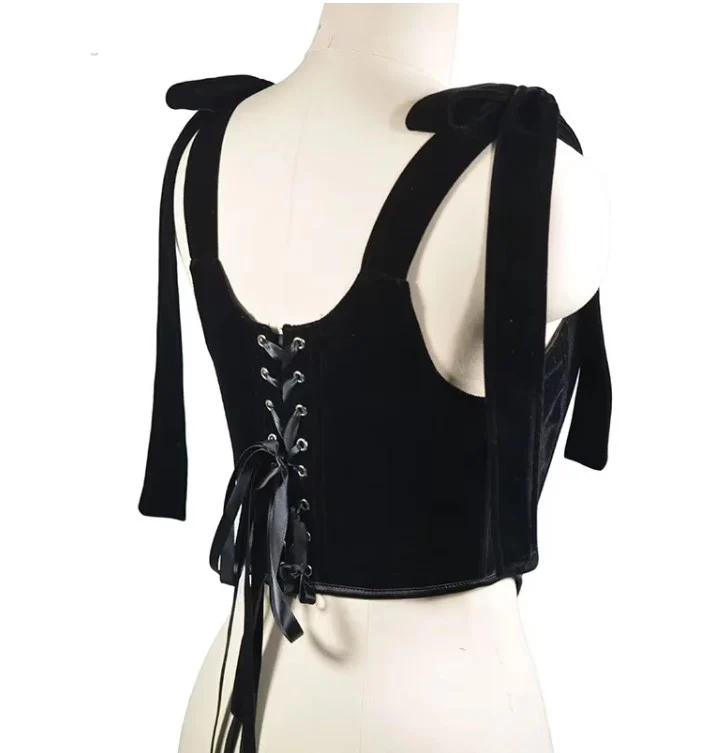 The Velveteen Corset Top - Deep Velvet Bodice Cinching Corset - READY TO SHIP! - Image 4