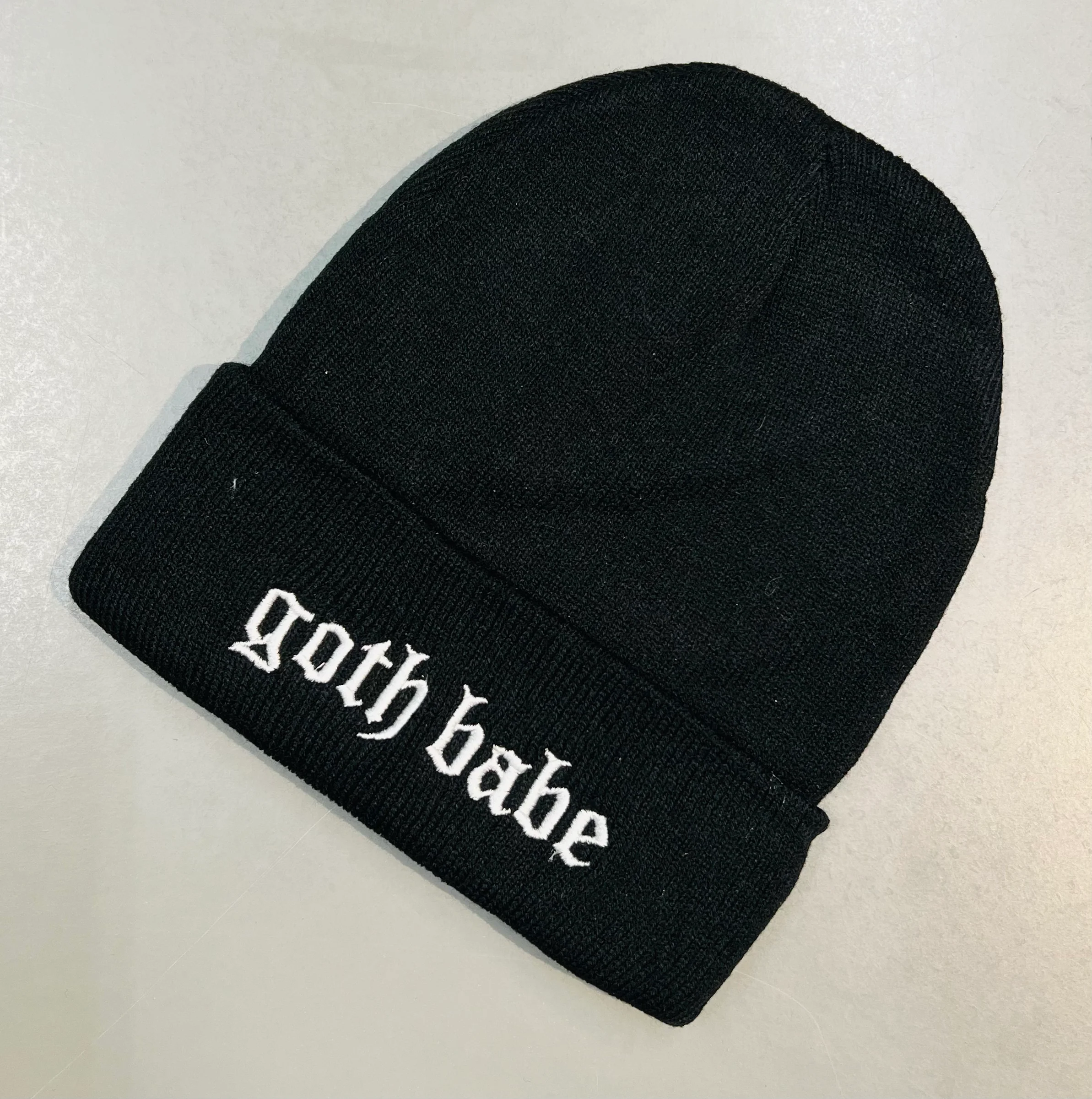 Vegan Beanie - goth babe - READY TO SHIP
