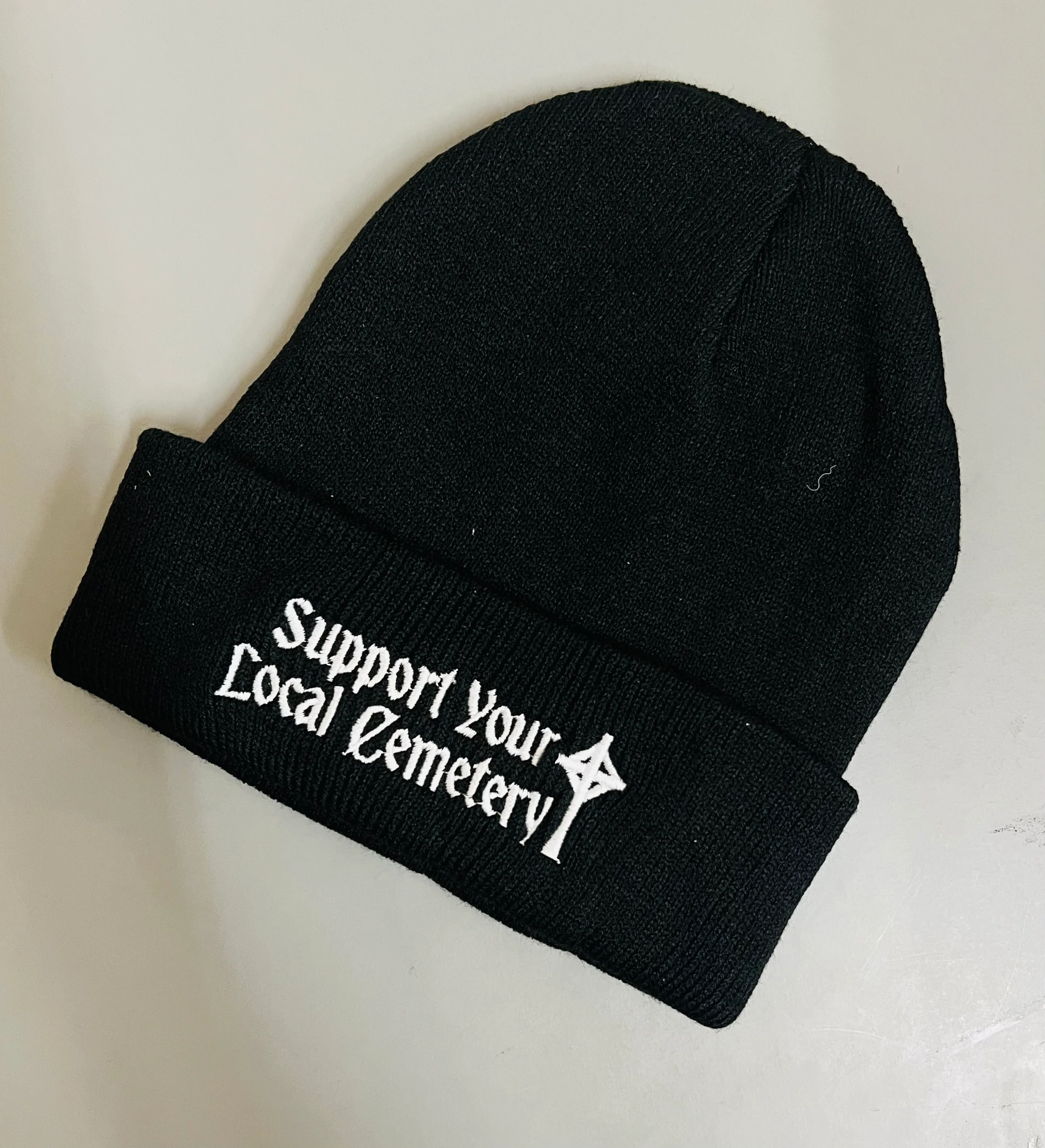 Vegan Beanie - Support Your Local Cemetery - READY TO SHIP