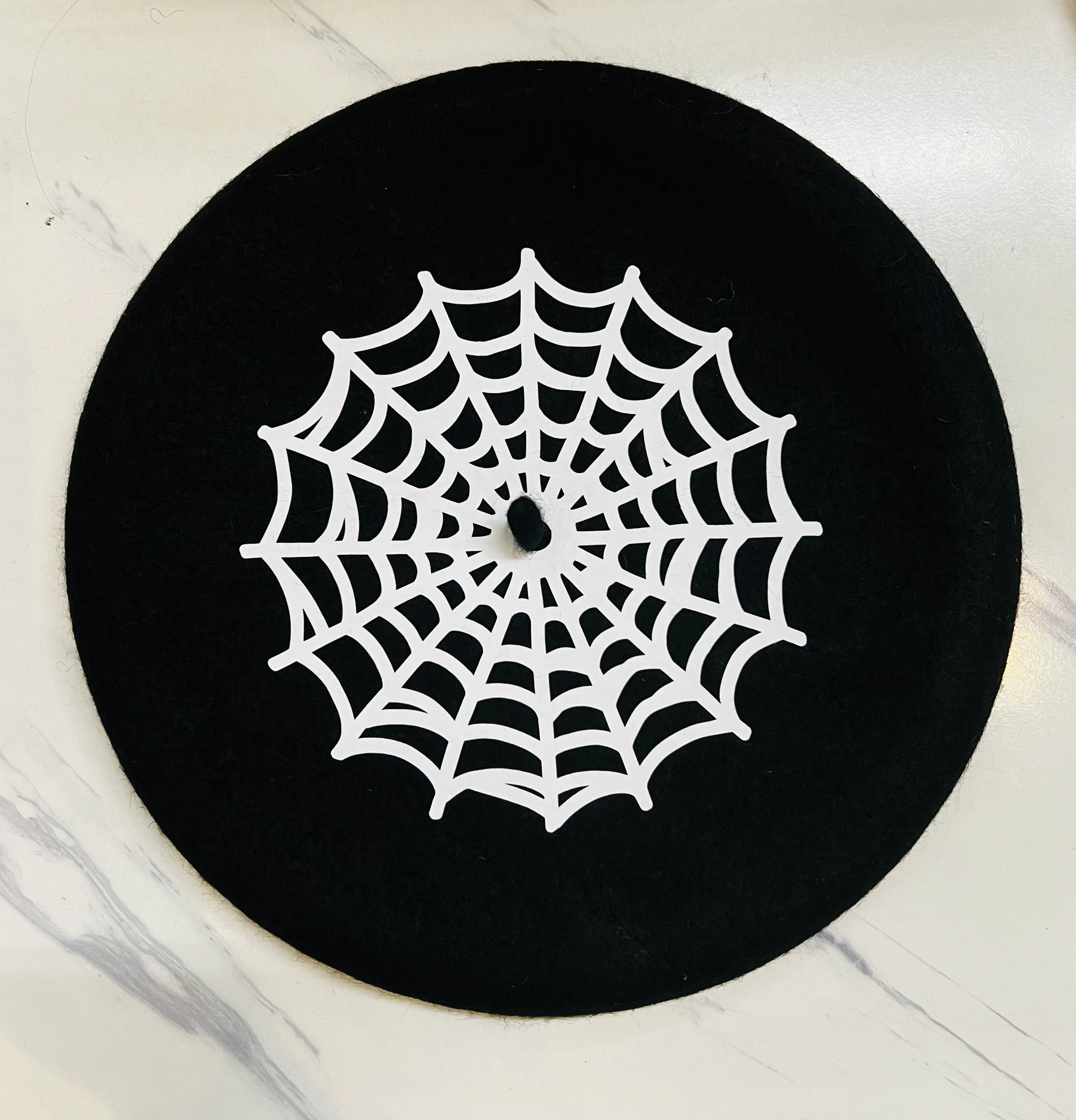 Vegan Beret - Black - Spider Web