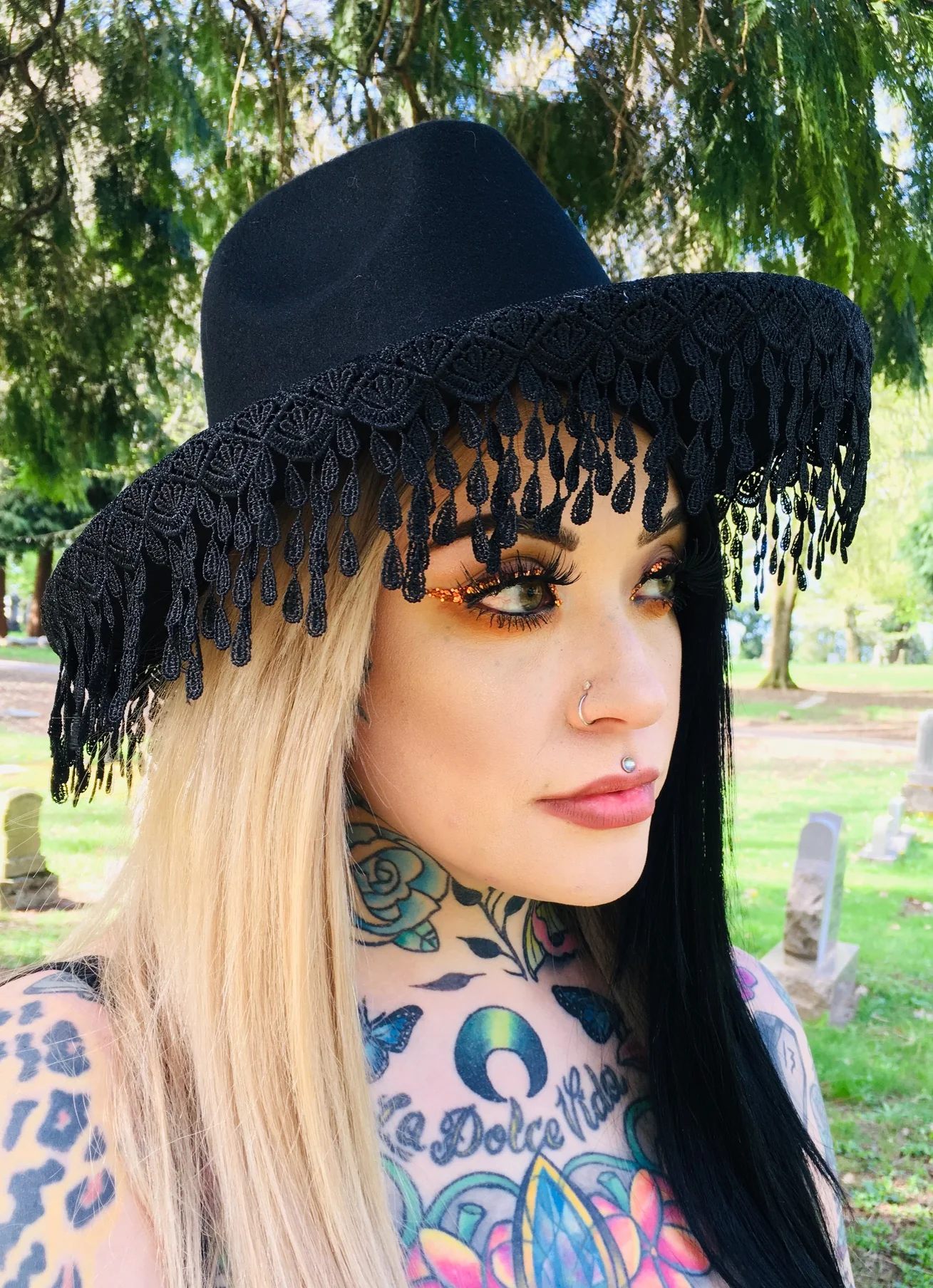 Vegan Felt Hat - Mourning Collection - Teardrop