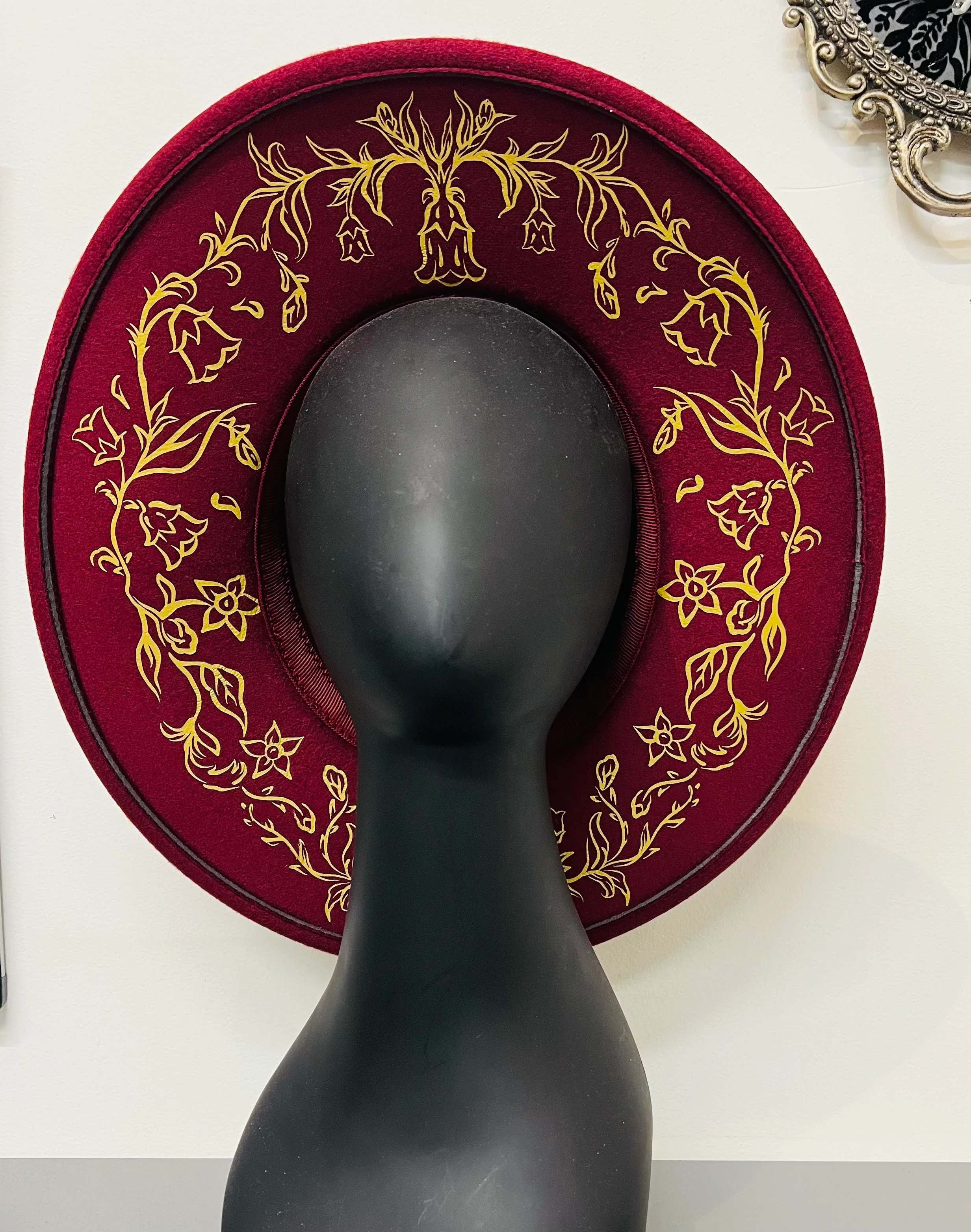 Vegan Felt Hat - XL Brim - Belladonna - Wine Red - Collab with The Pickety Witch