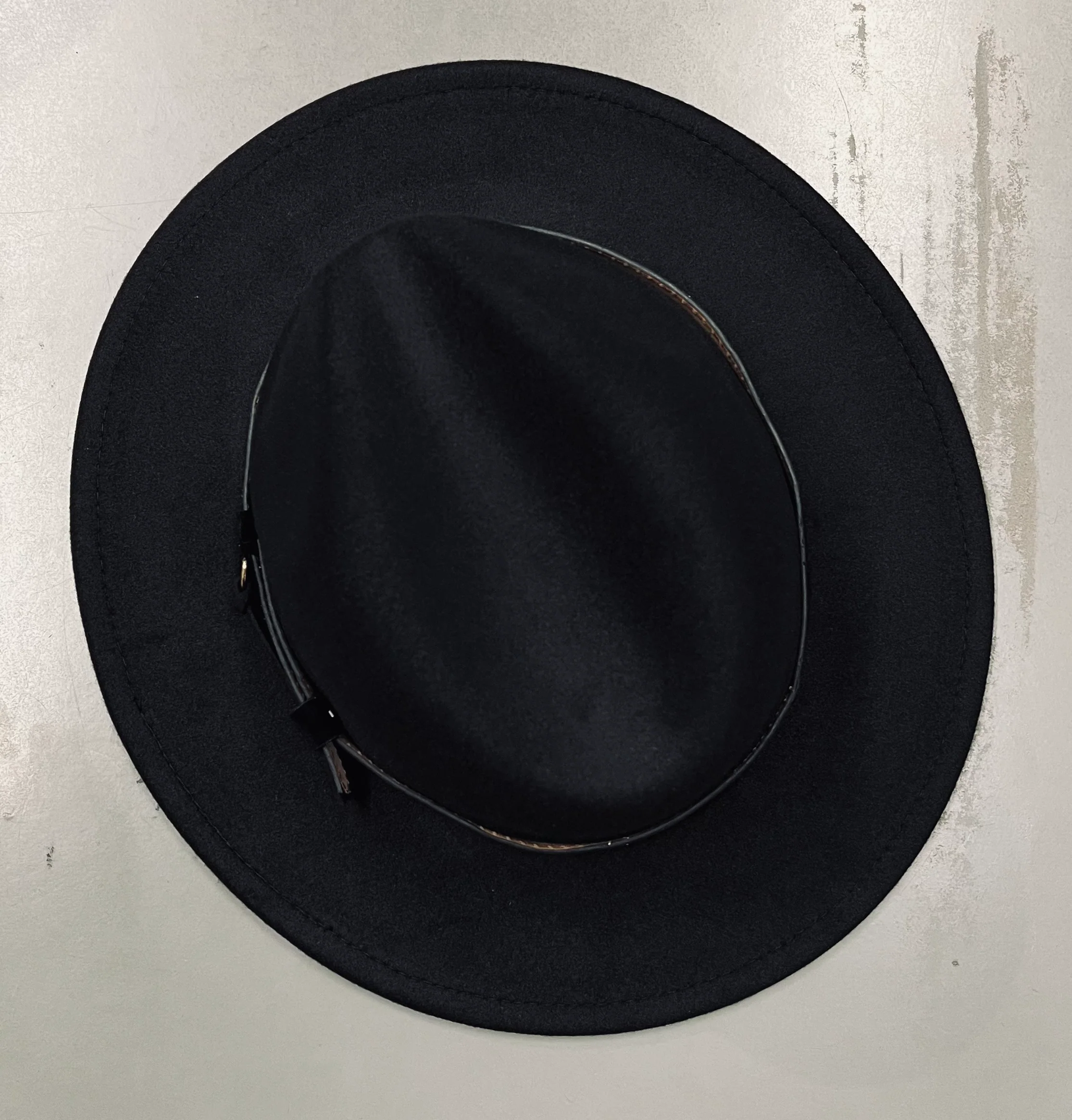 Vegan Felt Wide Brim Hat - 2 tone - Orange/Black - Plain - Image 2