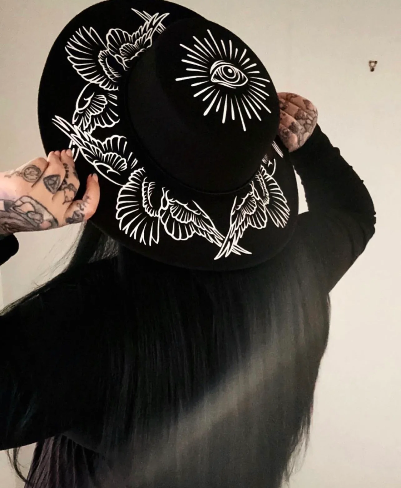 Vegan Felt Wide Brim Hat - Flat Top XL Brim - "Seraphim" - Image 3