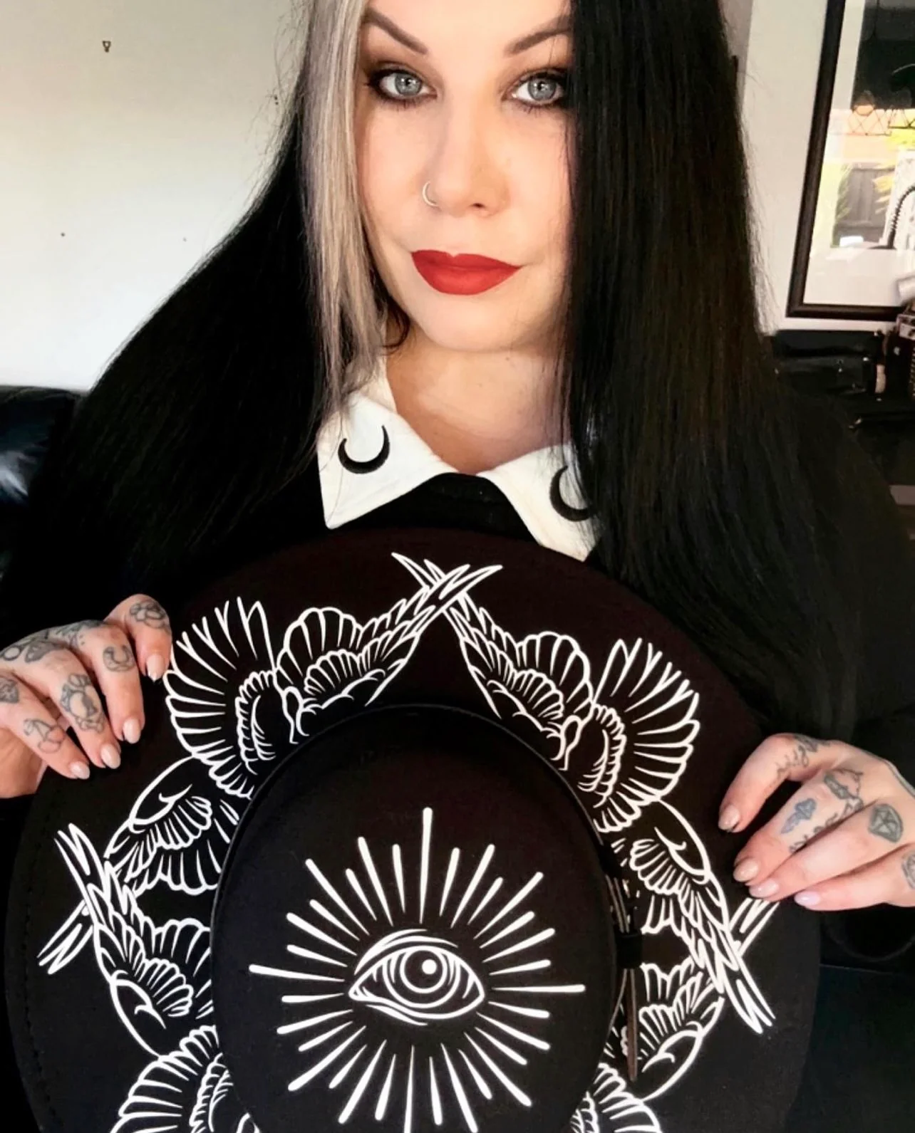 Vegan Felt Wide Brim Hat - Flat Top XL Brim - "Seraphim" - Image 4
