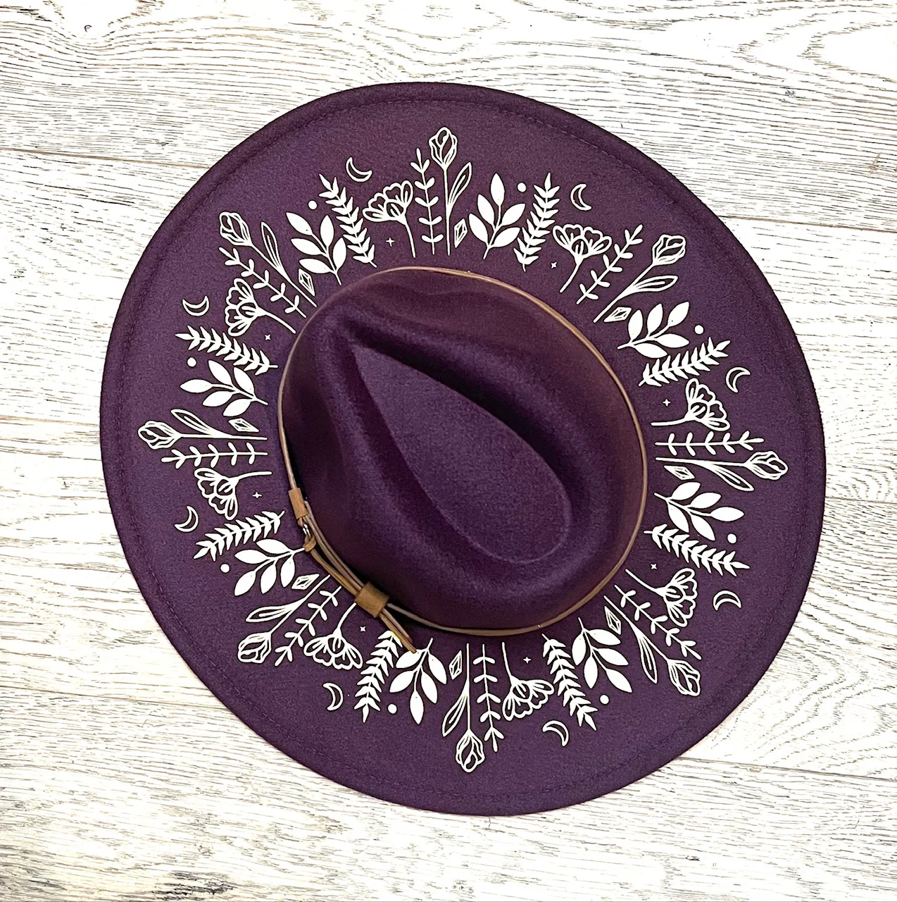 Vegan Felt Wide Brim Hat - XL Brim - PLUM - Botanicals
