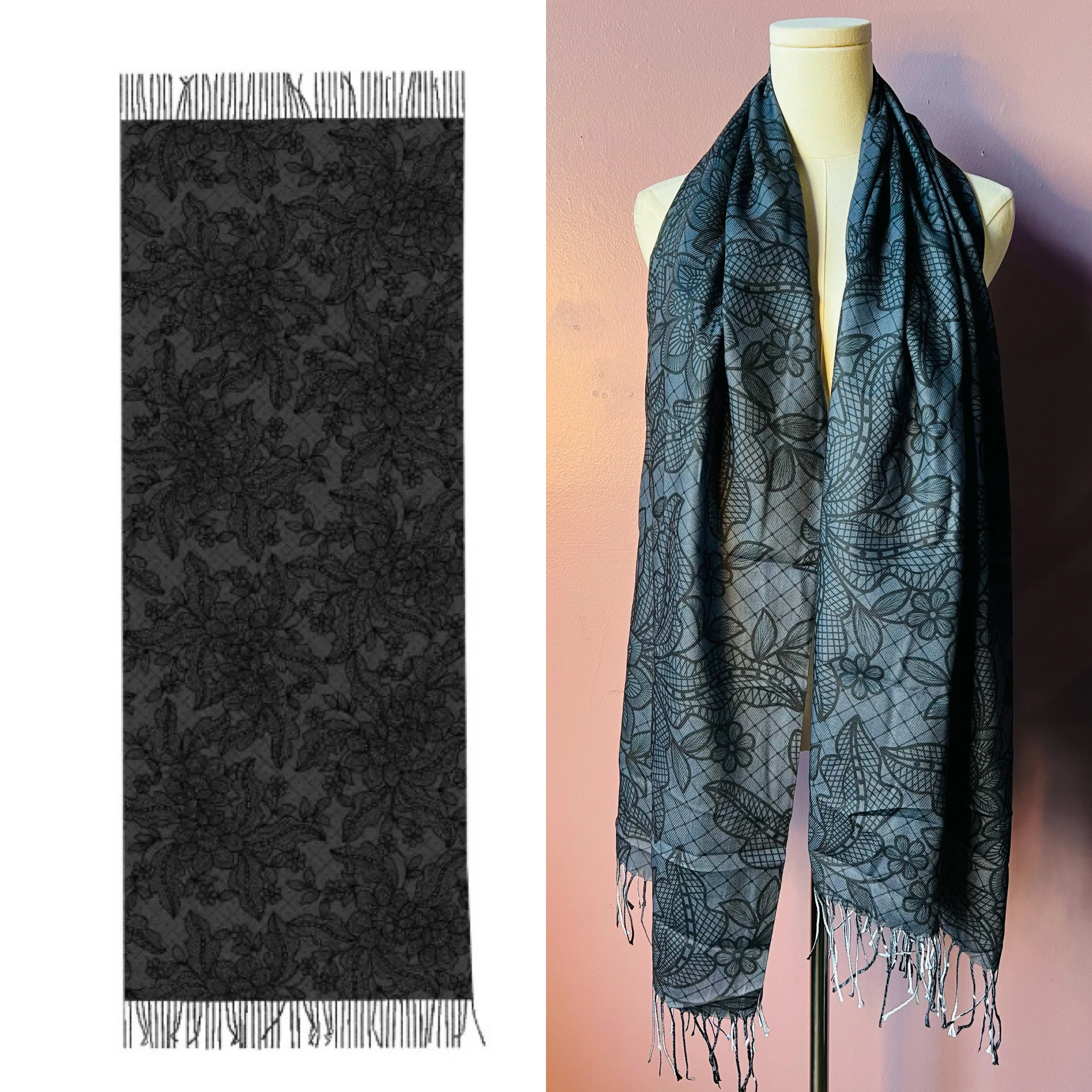 Vegan Scarf - Floral Lace