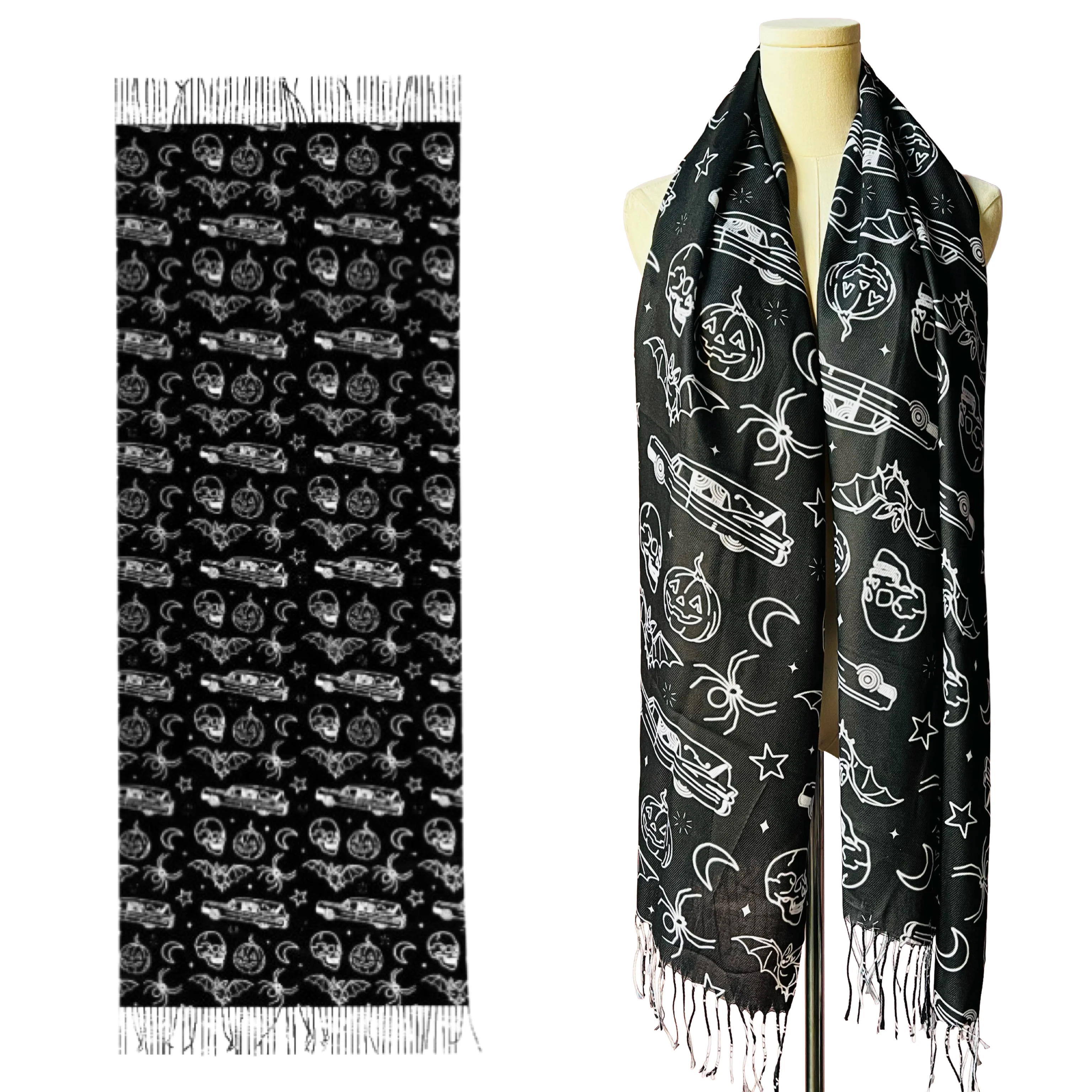 Vegan Scarf - Hearse & Halloween