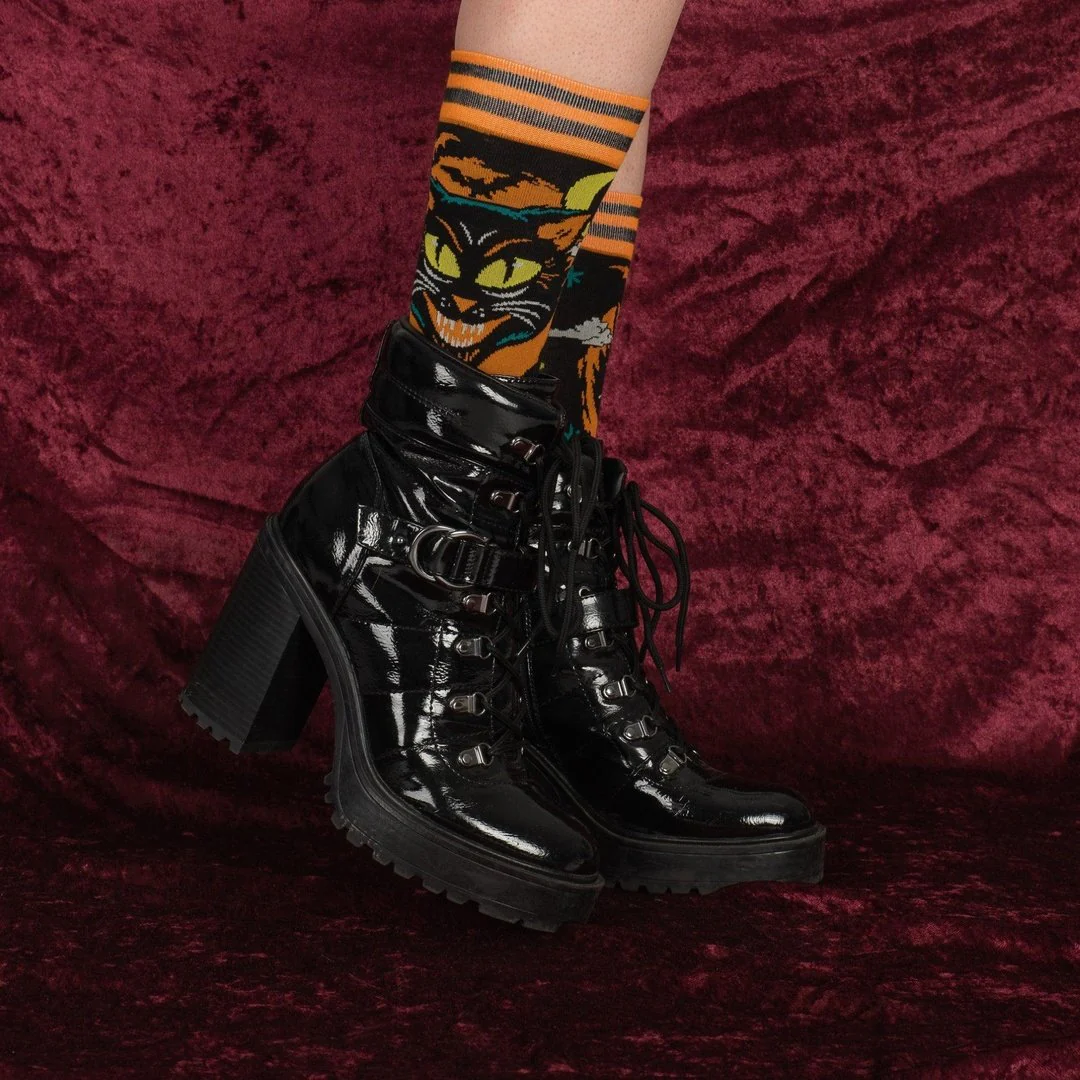 Vintage Black Cat Crew Socks - Image 8