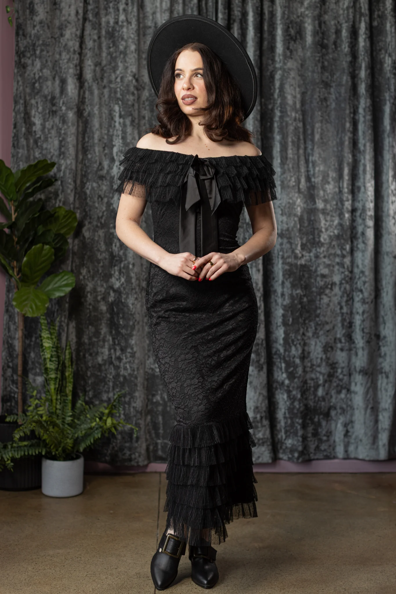 WILHELMINA - off the shoulder lace ruffle dress - PRE-ORDER - Image 2